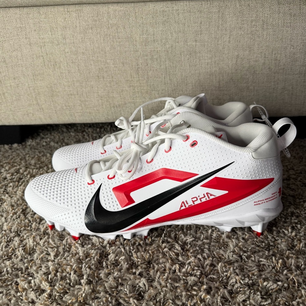 Nike Alpha Menace Football Cleat Men's Size 16 White/Red FZ7703-100 New